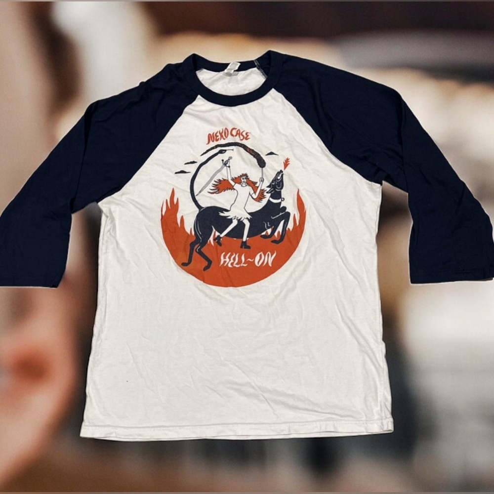 2018 Neko Case 'Hell On' Long Sleeve Henley Cotton Tee